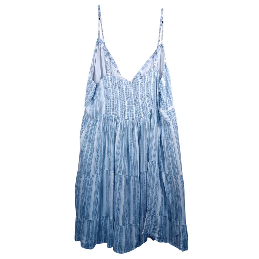 Angie Plus Size 2X Blue White Striped Tiered Boho Sundress Tie Front Beach Gauze - Picture 5 of 7